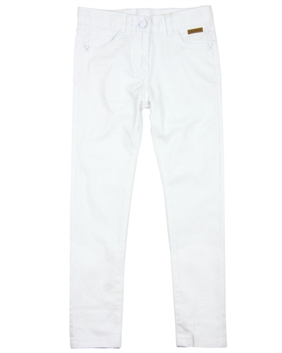 Boboli Girls Basic Twill Pants in White