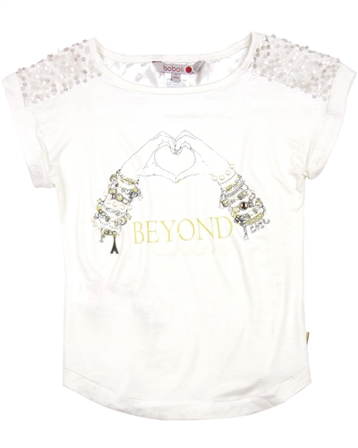 Boboli Girls T-shirt with Sequin Shoulder Top