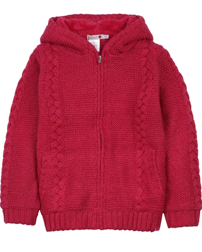 Boboli Girls Cable Knit Hooded Cardigan