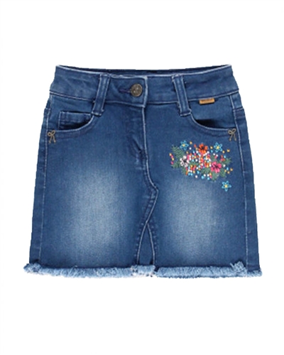 Boboli Girls Denim Skirt with Frayed Bottom