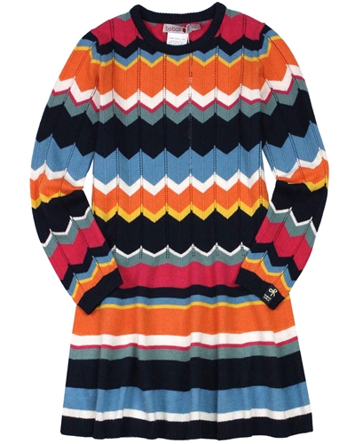 Boboli Girls Multicolour Striped Knit Dress