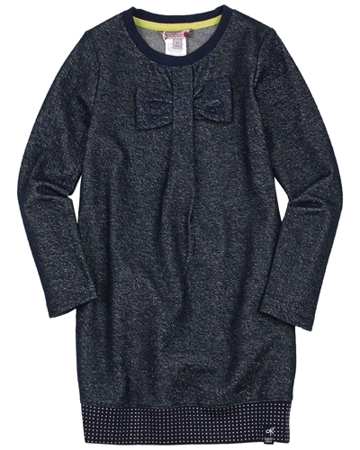 Boboli Girls Shiny Sweatshirt Dress with Bow