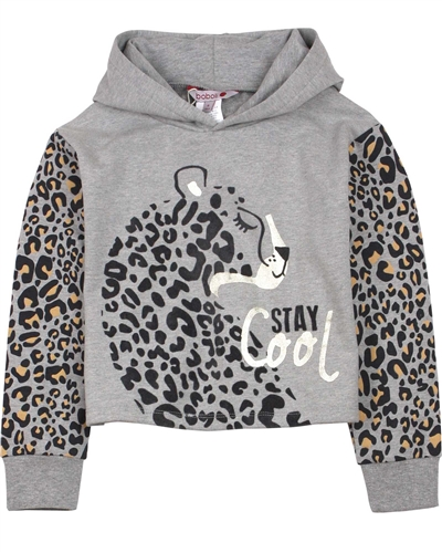 Boboli Girls Cropped Sweatshirt in Cheetah Print