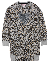 Boboli Girls Sweatshirt Dress in Cheetah Print