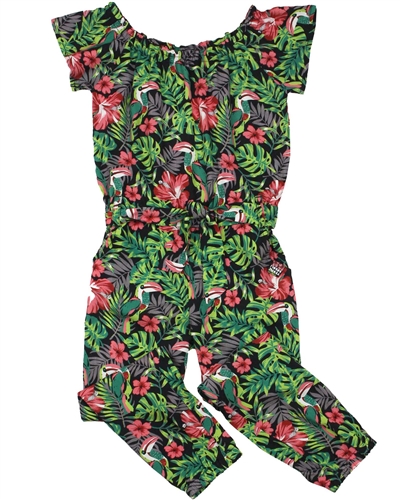 Boboli Girls Jumpsuit in Tropical Print