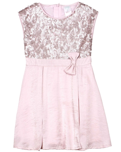 Boboli Girls Sequin and Satin Dress with Pleats