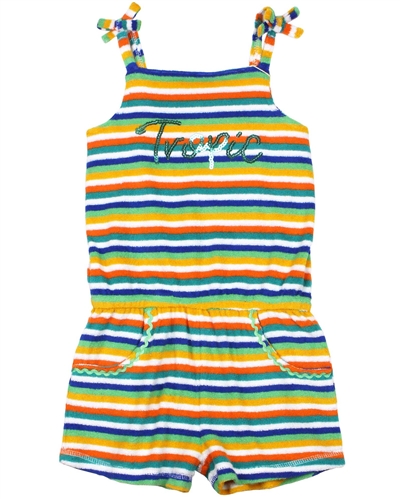 Boboli Girls Striped Terry Beach Romper