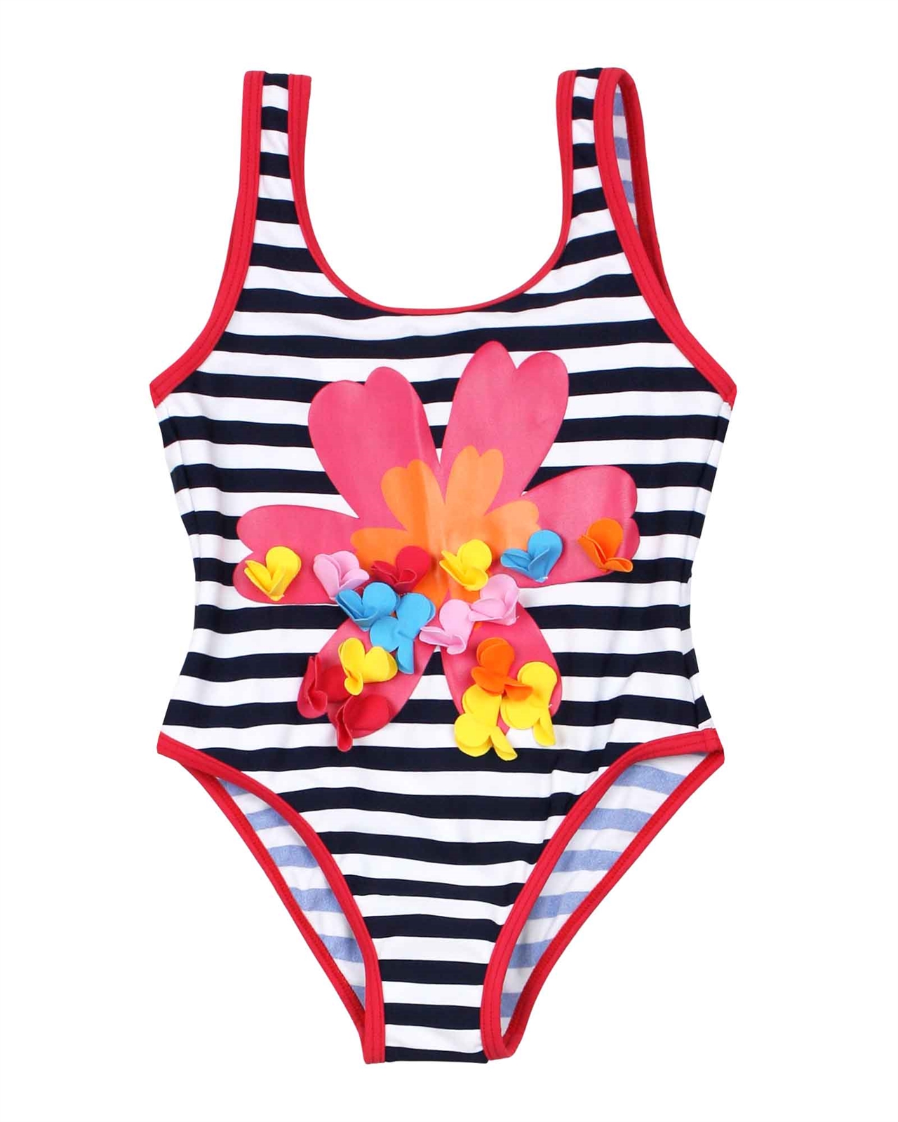 BOBOLI Girl's One-piece Striped Swimsuit with Flower - Spring/Summer ...