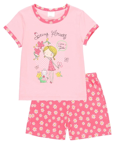 Boboli Girls T-shirt and Daisy Print Shorts Pyjamas Set
