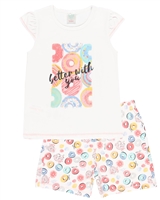 Boboli Girls Shorts Pyjamas Set in Doughnuts Print
