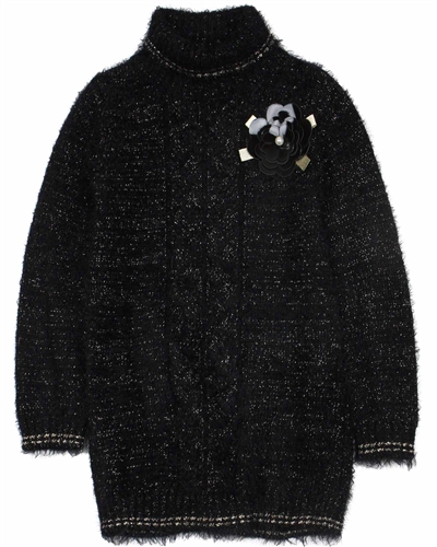 Boboli Girls Shag Knit Sweater Dress