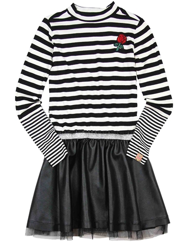 B.Nosy Stripe and Pleather Dress