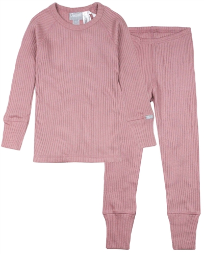 COCCOLI Girls' Rib Jersey Pyjamas Set in Pink