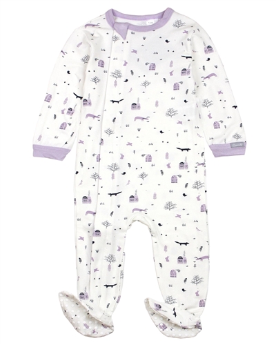 COCCOLI Baby Girls Zipper Footie in Forest Print