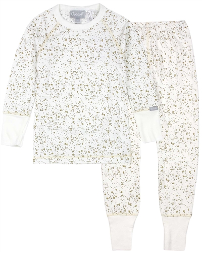 COCCOLI Girls' Gold Foil Spot Pyjamas Set in Cream
