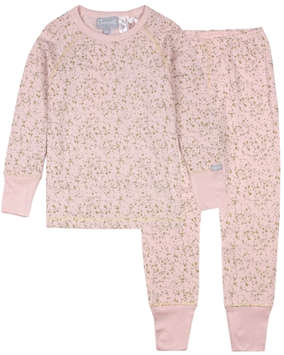 COCCOLI Girls' Gold Foil Spot Pyjamas Set in Pink