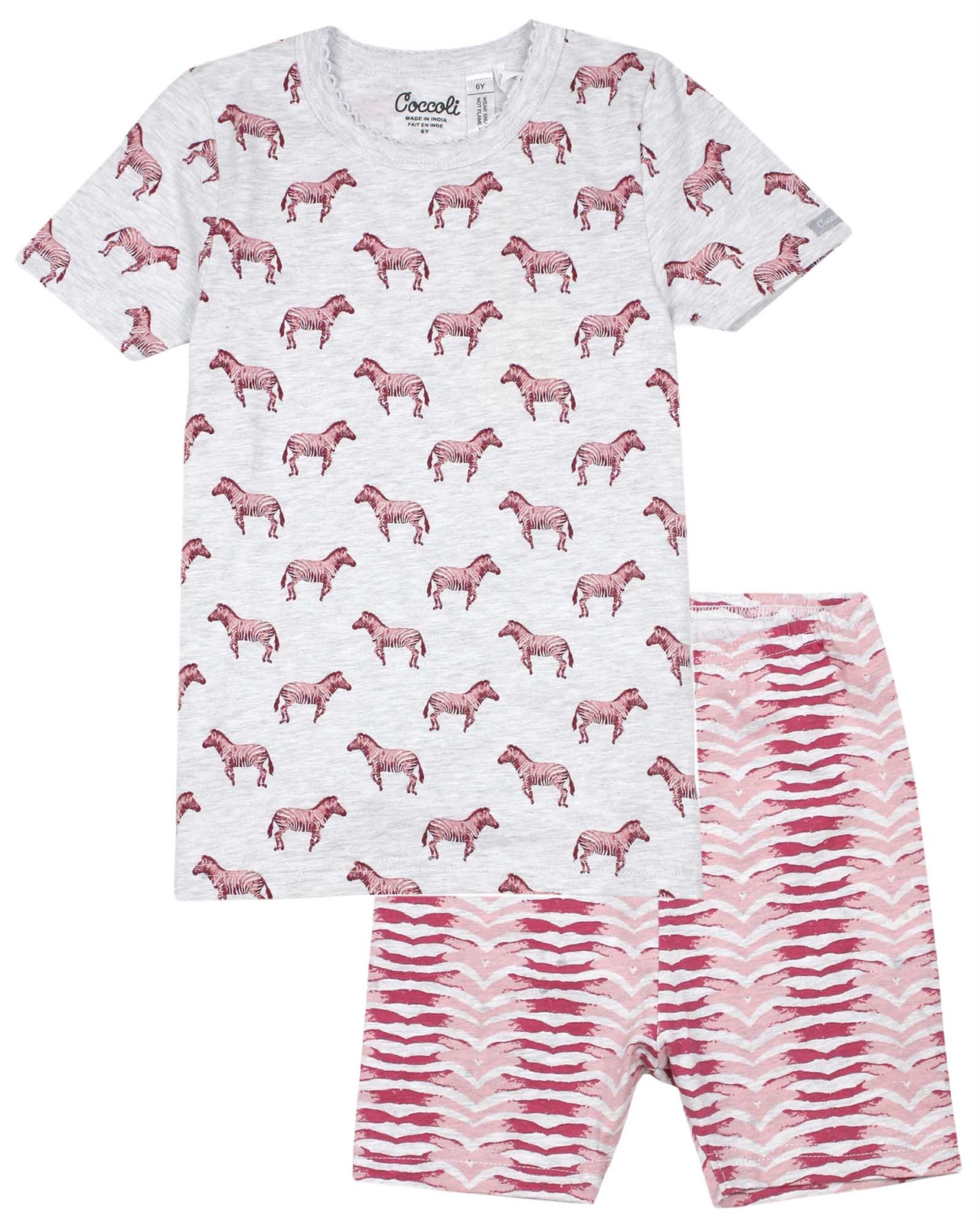 COCCOLI Girls Shorts Pyjamas Set in Zebra Print - Coccoli Sleepwear -  Spring/Summer 20212020/21