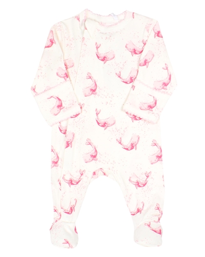 COCCOLI Baby Girls Zipper Footie in Whales Print