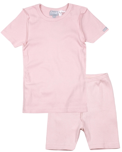 COCCOLI Girls Rib Jersey Shorts Pyjamas Set in Pink