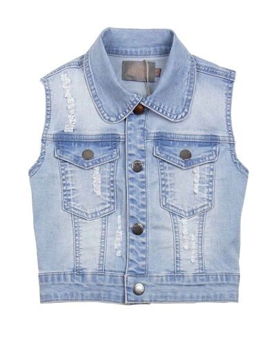 Creamie Girl's Denim Vest In Distressed Look