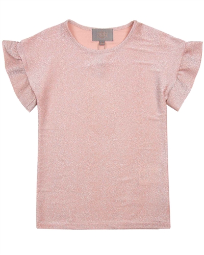 Creamie Girl's Sparkly Top with Flounce Sleeves