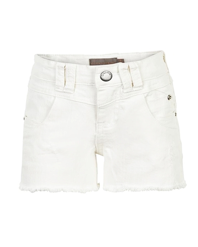 Creamie Girl's Denim Shorts with Frayed Hem in White