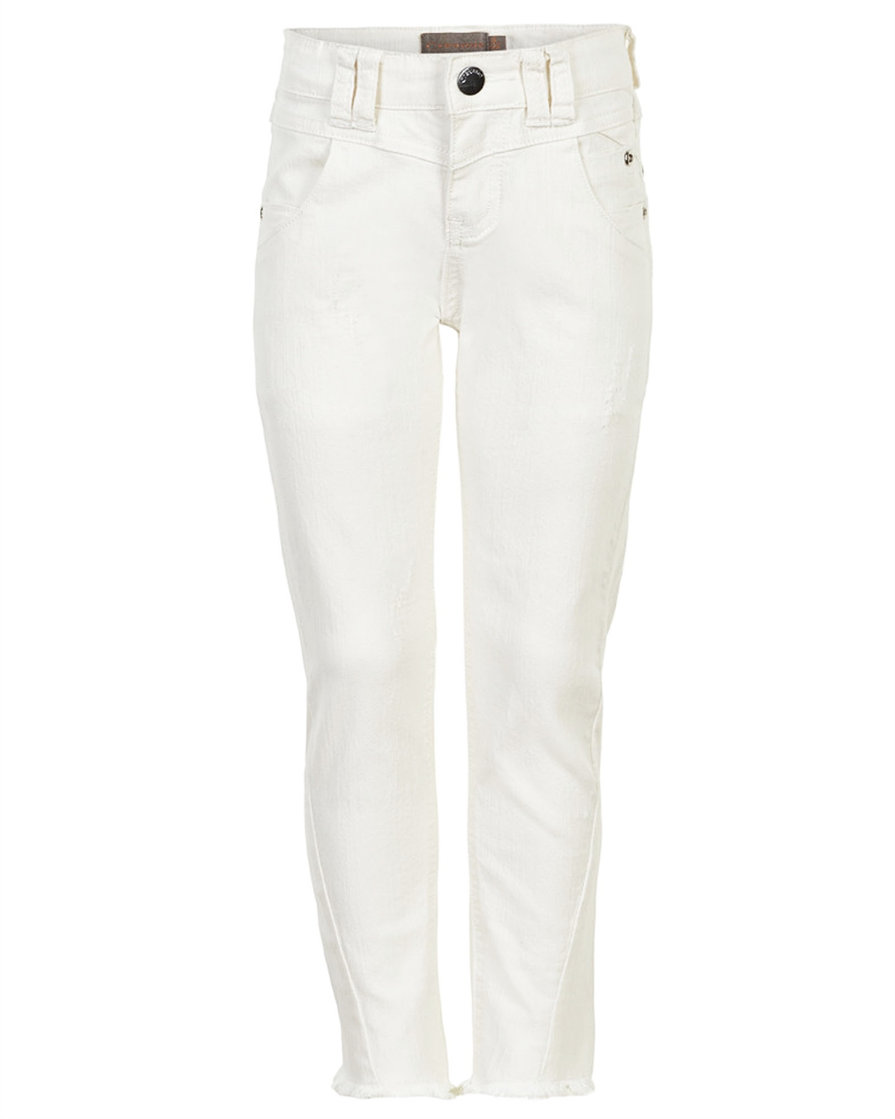Creamie Girl's Denim Pants with Frayed Hem in White - Creamie - Creamie ...