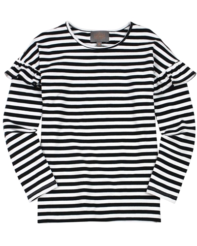 Creamie Girl's Striped T-shirt with Ruffles