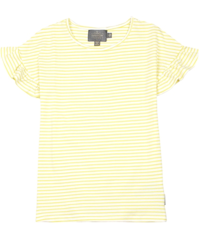 Creamie Girl's Striped Top with Frill Sleeves in Yellow
