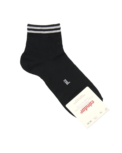 CONDOR Boys' Ankle Sport Socks with Stripes in Black