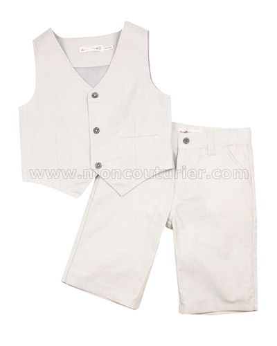 Deux par Deux Boys' Vest and Shorts Set Beige Aristo Kids