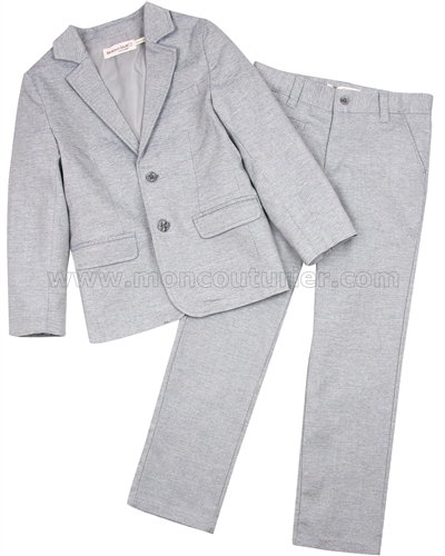 Deux par Deux Boys' Jacket and Pants Set Light Gray Aristo Kids