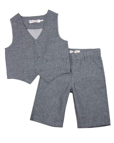 Deux par Deux Boys' Vest and Shorts Set Dark Gray Aristo Kids