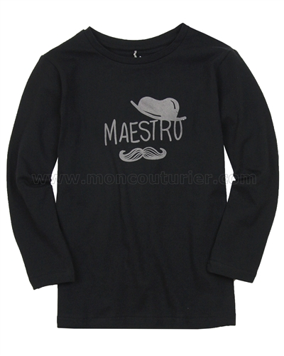Deux par Deux Black T-shirt with Print Maestro!
