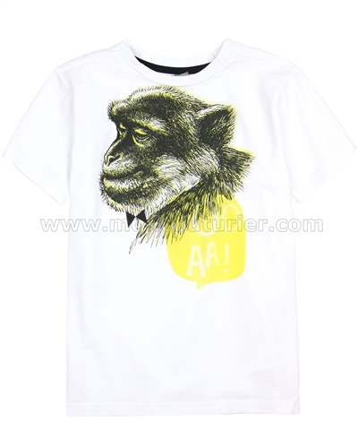 Deux par Deux White T-shirt with Print Monkey See Monkey Do