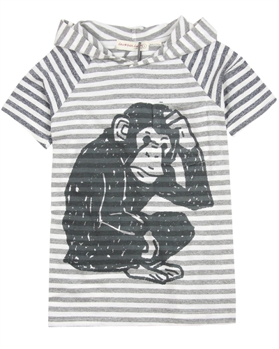 Deux par Deux Hooded T-shirt Monkey See Monkey Do