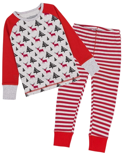 Deux par Deux Christmas Pants and T-shirt Pyjamas Set