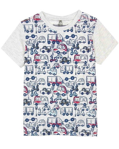 Deux par Deux Gray T-shirt with Cars Print I Believe I Can Fly