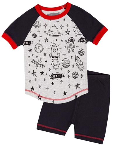 Deux par Deux Shorts and Space Print T-shirt Pyjamas Set