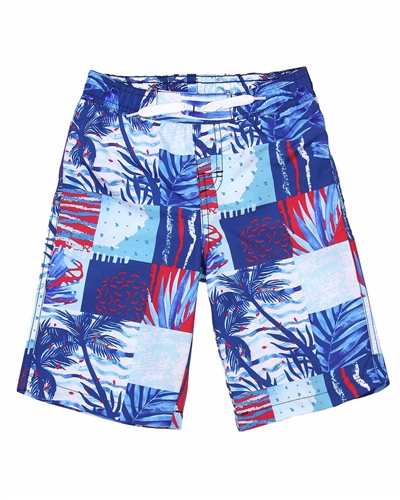 Deux par Deux Surfer Shorts in Ocean Print Playa Del Mar