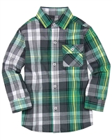 Deux par Deux Boys Plaid Shirt Forest Fest