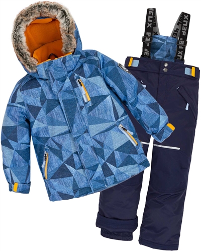 Deux par Deux Boys' 2-Piece Snowsuit Geo Jeans Navy