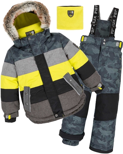 Deux par Deux Boys' 2-Piece Snowsuit Meteo Alert Yellow