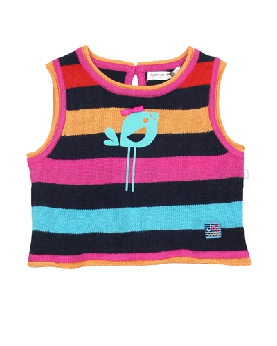 Deux par Deux Knit Vest Bisous d'Oiseaux