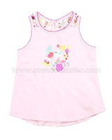 DEUX PAR DEUX Girls' Pink Tank Top Feathery Friend, Sizes 18M-6