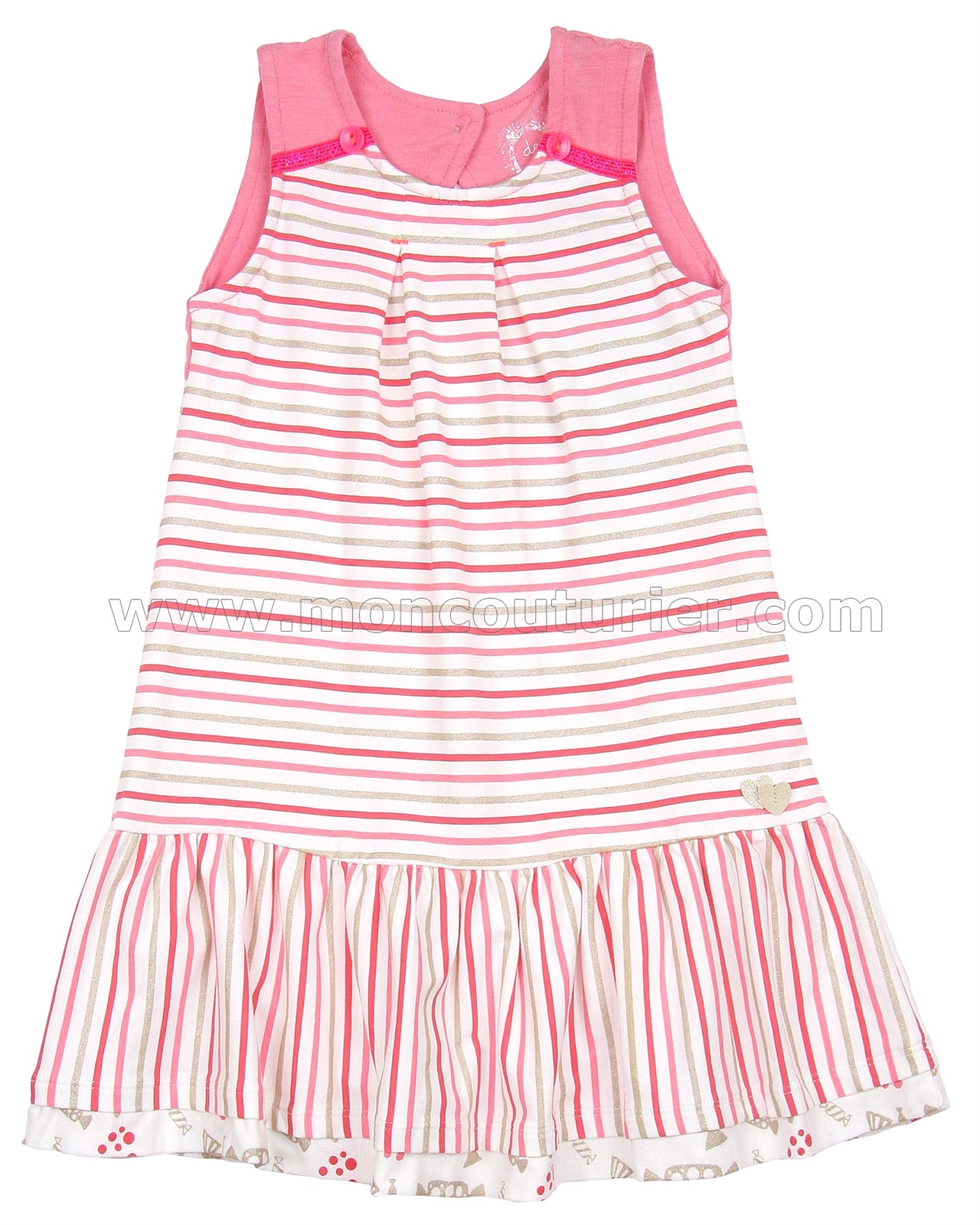 Deux par Deux Girls Striped Dress Rose Bonbon Sizes 5-12