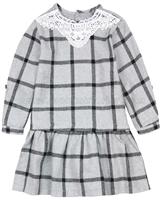 DEUX PAR DEUX Girls' Gray Drop Waist Dress Class Act, Sizes 3-6