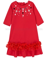 Deux par Deux Red Bejewelled Ponti Dress Chic Choc Fashion