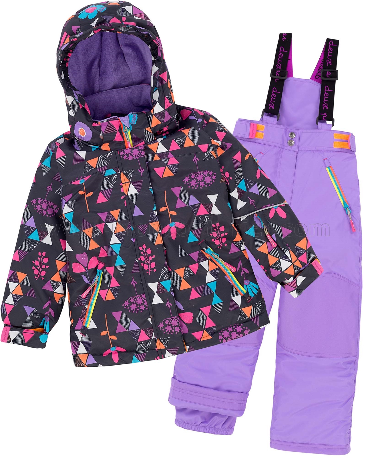 Deux par Deux Girls' 2-Piece Snowsuit Confetti Garden Purple - Deux par ...