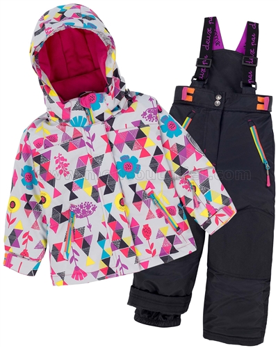 Deux par Deux Girls' 2-Piece Snowsuit Confetti Garden Pink